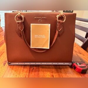 MICHAEL Michael Kors Marilyn Medium Saffiano Leather Satchel with Gold Hardware